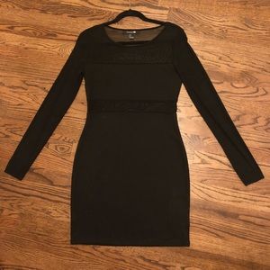 Forever 21 sheer panel long sleeve tight dress